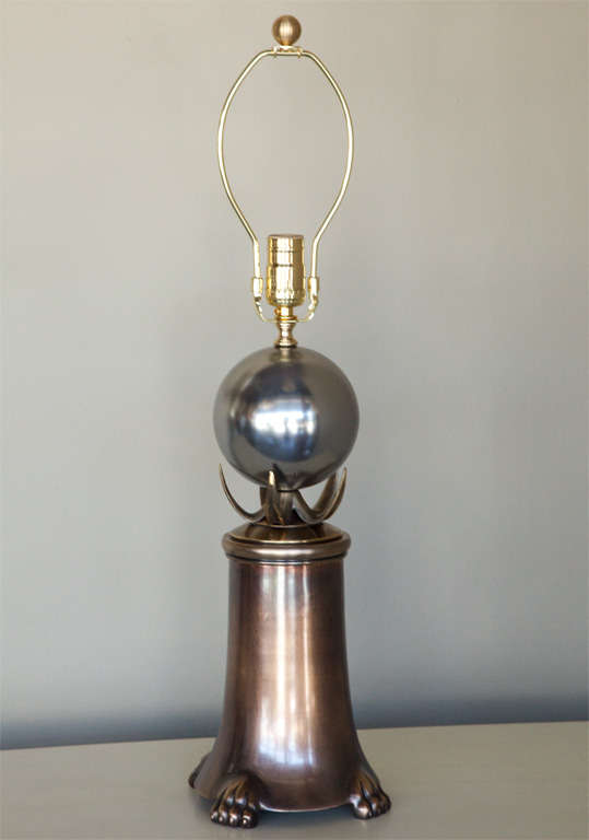 Mid-Century Modern Mid-Century Brutalist Pair of Brass and Polished Nickel Table Lamps